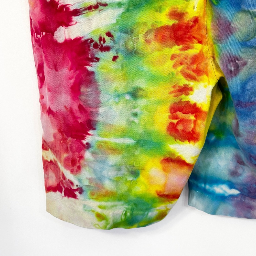 Rafaella Size 10 Shorts Handmade Tie Dye Bermuda Blue Yellow Red Mid Rise 436 - Picture 10 of 12
